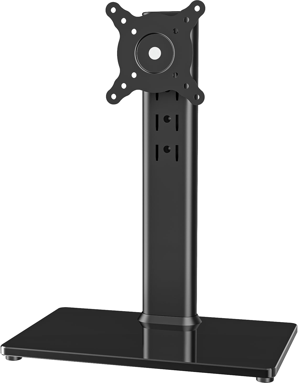 Hemudu Single LCD Computer Monitor Free-Standing Desk Stand Riser for 13 inch to 32 inch Screen with Swivel, Height Adjustable, Rotation, Holds One (1) Screen up to 35kgs