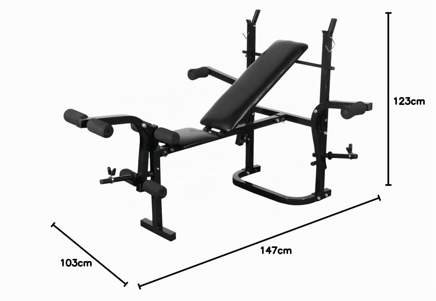 Festnight Gimnasios en Casa - Banco Musculación Multifunción Ajustable Plegable con Soporte Pesas, Pesas y Mancuernas 30,5 kg
