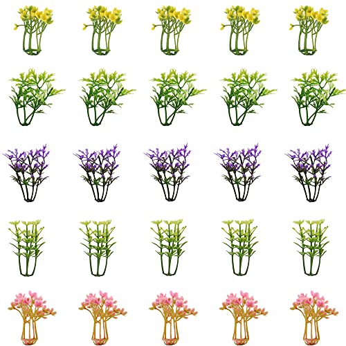 Baenrcy 100Pcs 1.57Inch Mixed Color Mini Trees Model Train Scenery Architecture Flower Model Scenery With No Stands #TOP11