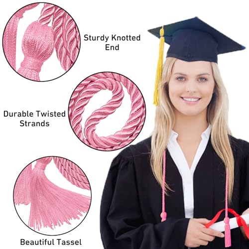 Image of Graduation Honor Cords Pink Graduation Cords with Tassels, 67 inch Long for Graduation Students