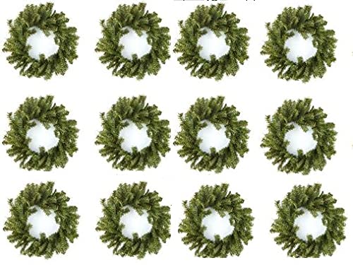 Pack of 12 Artificial Holiday Pine Wreaths (10 Inch) by Factory Direct Craft - Christmas Pine Wreaths Holiday Decoration for Front Door, Kitchen Cabinets, Dining Room Chairs and Holiday Tables