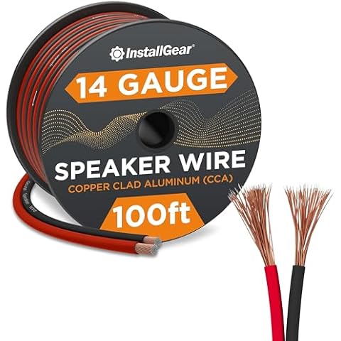 InstallGear 14 Gauge Speaker Wire - Red/Black 100ft Speaker Wire for Car, Home Theater, Stereo, Radio, Surround Sound Systems - Speaker Wire 14 Gauge 100 ft - Durable Cover
