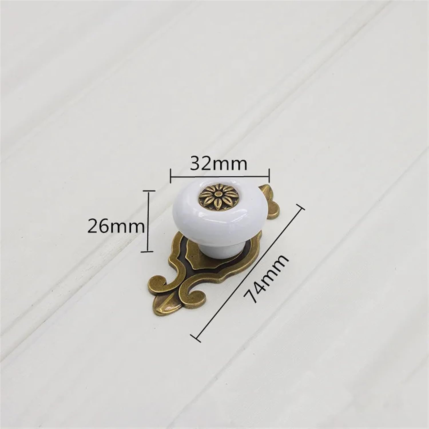 Vintage Furniture Handles Ceramic Knobs Cabinet Door Cupboard Drawer Pulls Kitchen Handles Furniture Hardware Fittings 2Pcs(White)