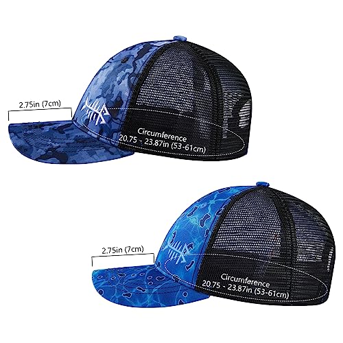 Image of BASSDASH 2 Pack Altimate Fishing Hunting Hat Mesh Back for Men Women Adjustable Baseball Trucker Cap Camo Blaze Orange