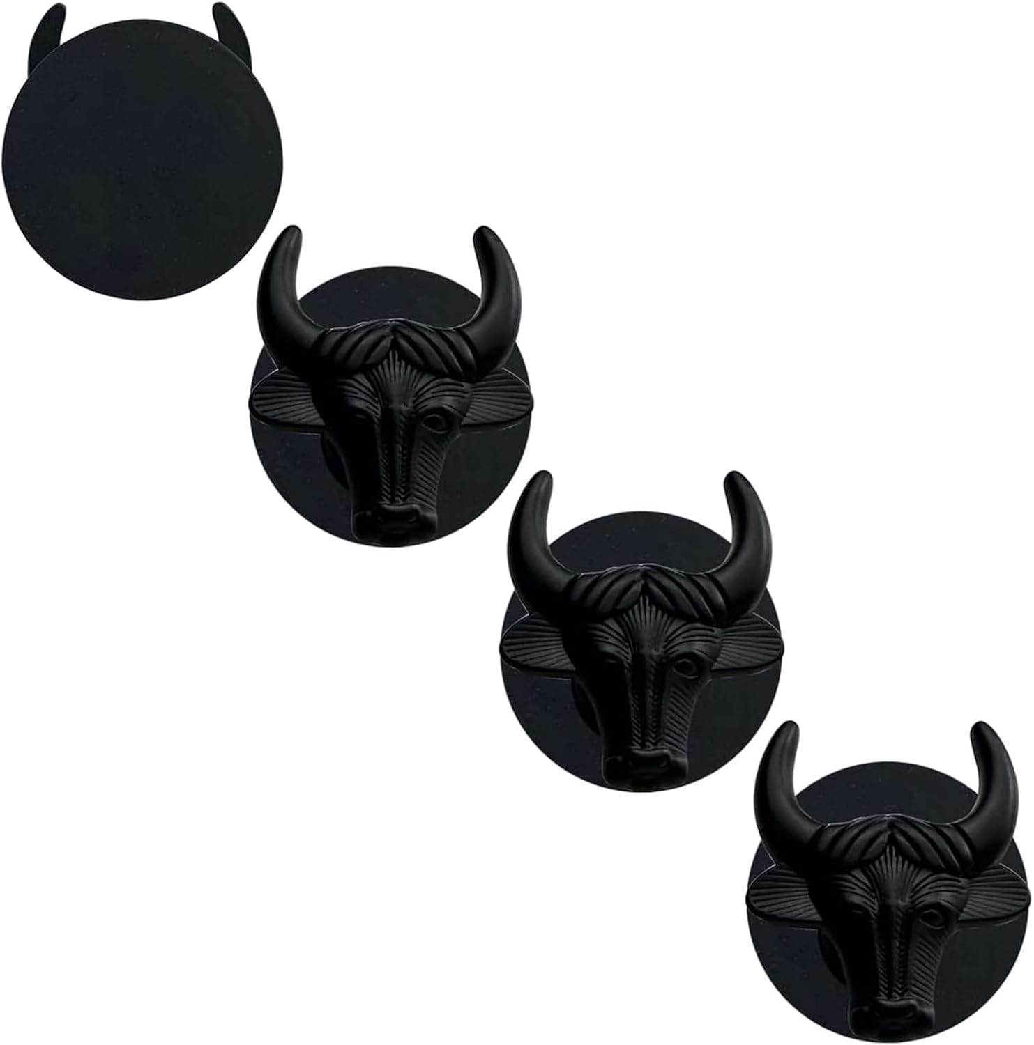Cow's Head Magnet Hook,Magnetic Hooks, for Kitchen, Cruise, Classroom, Workplace, Office and Garage etc 4 Pieces, Black