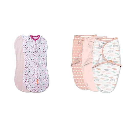 by Ingenuity Pod - Size SmallMedium, 0-3 Months, 2-Pack (I Heart You) & by Ingenuity Original Swaddle - Size SmallMedium, 0-3 Months, 3-Pack (Coral