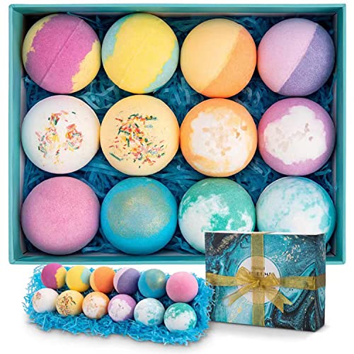 Badebomben Geschenkset 12 pcs, Bio Badebomben von Handmade, Reich an Natürlichem Atherischem Öl Sheabutter, Badekugeln Geschenkidee für Geburtstag Muttertag Valentinstag, Frauen, Teen Mädchen Cover
