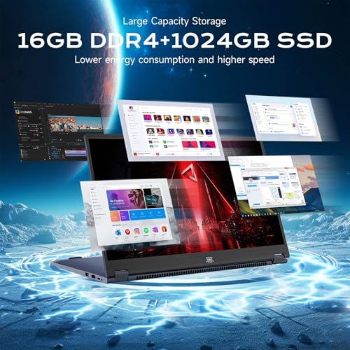 undefined THEYETI 2 in 1 Laptop Convertible 15.6 Inch (16GB RAM, 1TB SSD), i3-1215U 6-Core Processor(Up to 4.4Ghz), FHD IPS Touch Screen Laptop Computer 360° for Students and Business, USB 3.0, Type C の商品画像 2