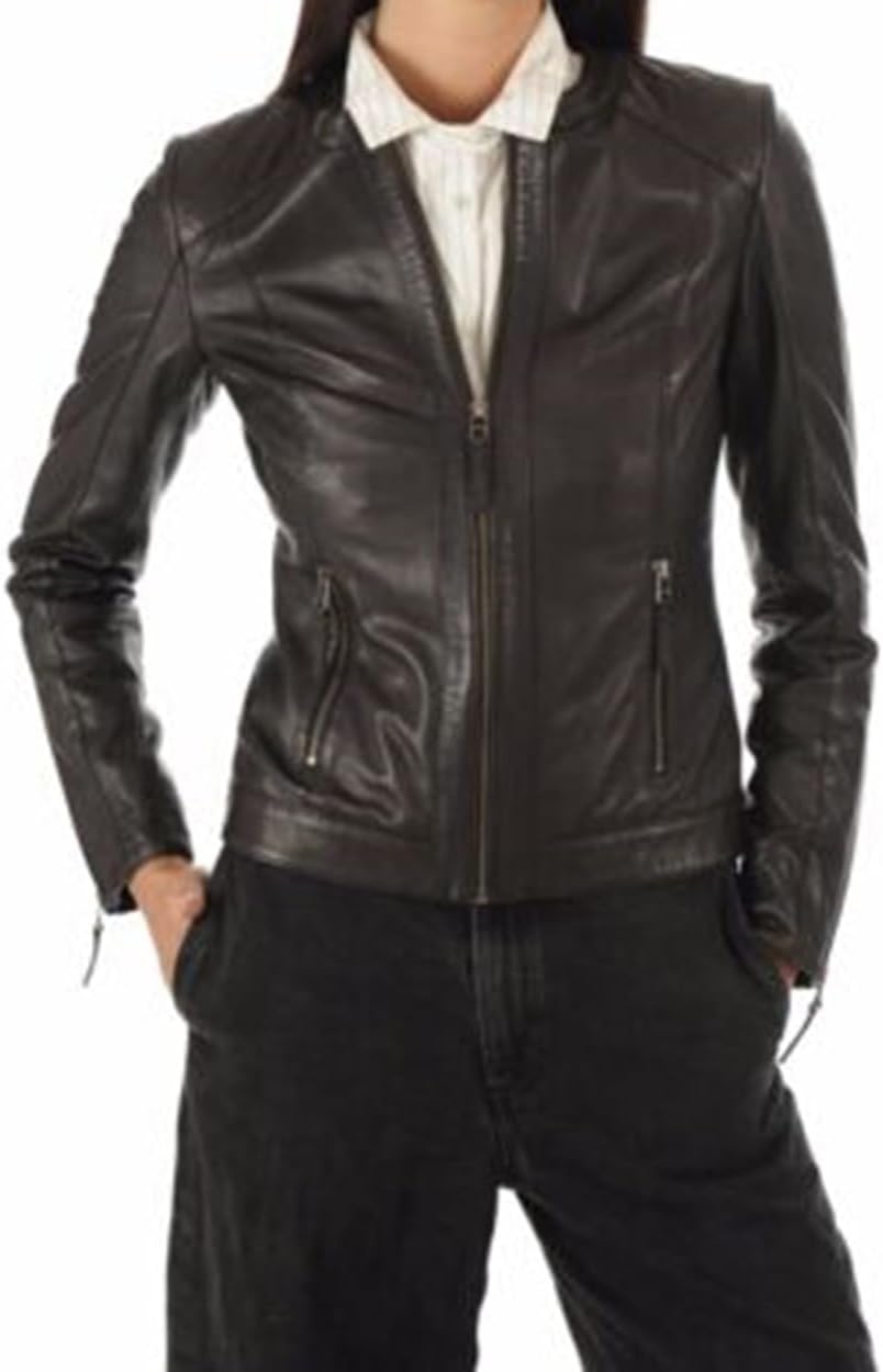 Leather Jackets For Women - Cafe Racer Style Casual Trending Fashion Real Lambskin Leather Jacket