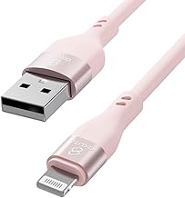 iPhone Charging Cable (1 piece), Lightning Cable, Charging Cord, Silicone, High-Speed Data, 5.9/19.7 inches (15/50 cm), 3.3/3.9/4.9/6.6 ft (1/1.2/1.5/2 m), Cherry Blossom Pink