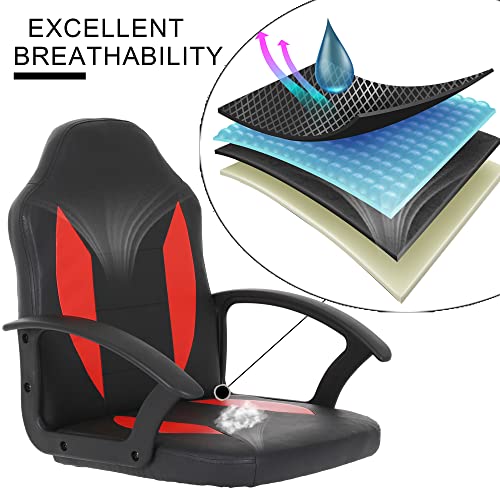 Givenusmyf Red Office Chair Leather Office Chair Swivel Chair Adjustable Height Mid Back Desk Chair With Wheels And Arm Computer Office Chair For Home Office Study Task Chair #TOP5