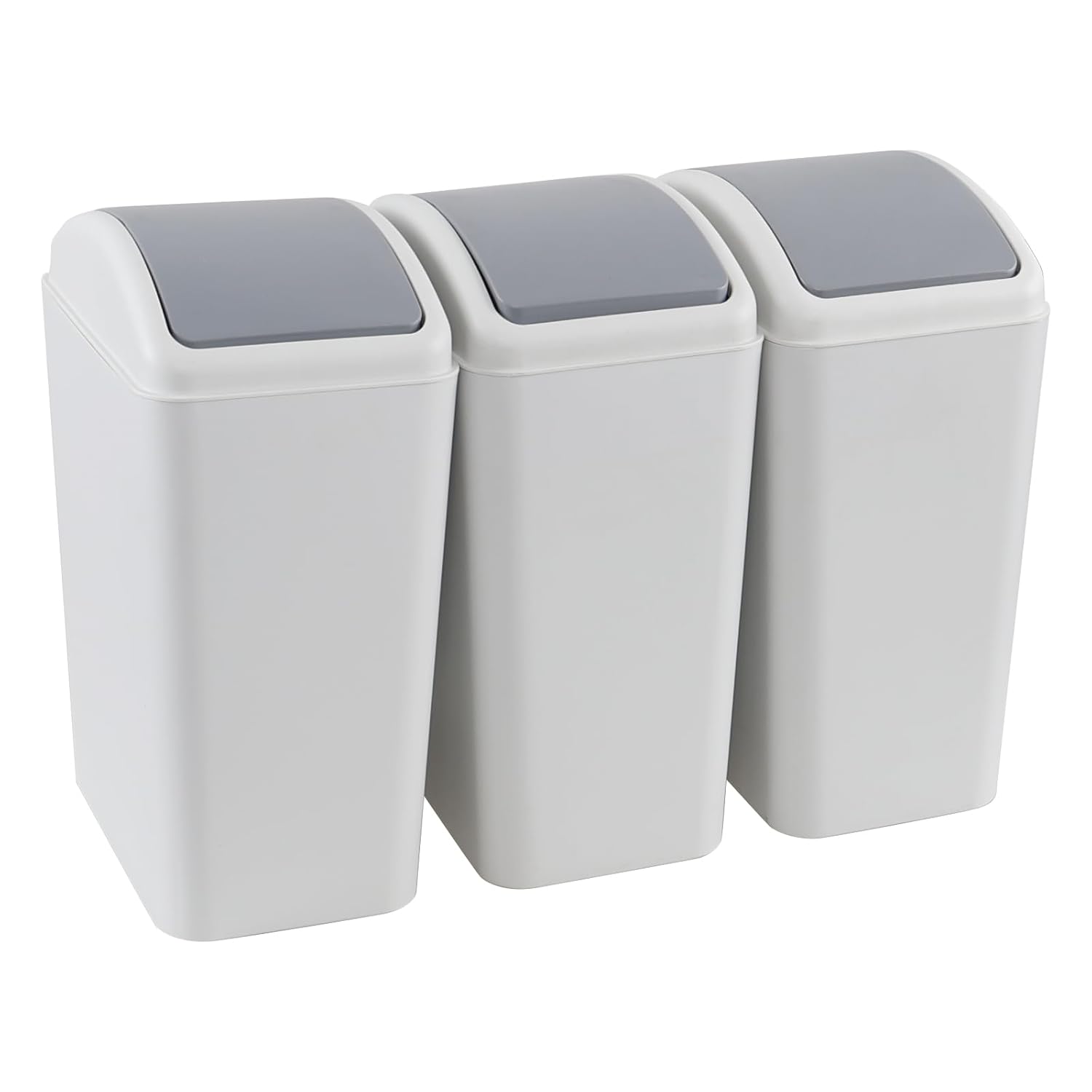 4.5 3-Pack Gallon Plastic Swing-Top Trash Can, Slim Garage Bins with Swing Lid, Grey