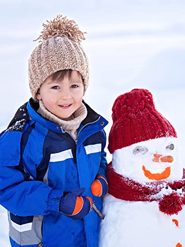 Image of Geyoga 4 Pairs Kids Mittens Waterproof Ski Gloves Boys Girl Warm Snow Winter Mittens for Kids Toddler Outdoor Activities