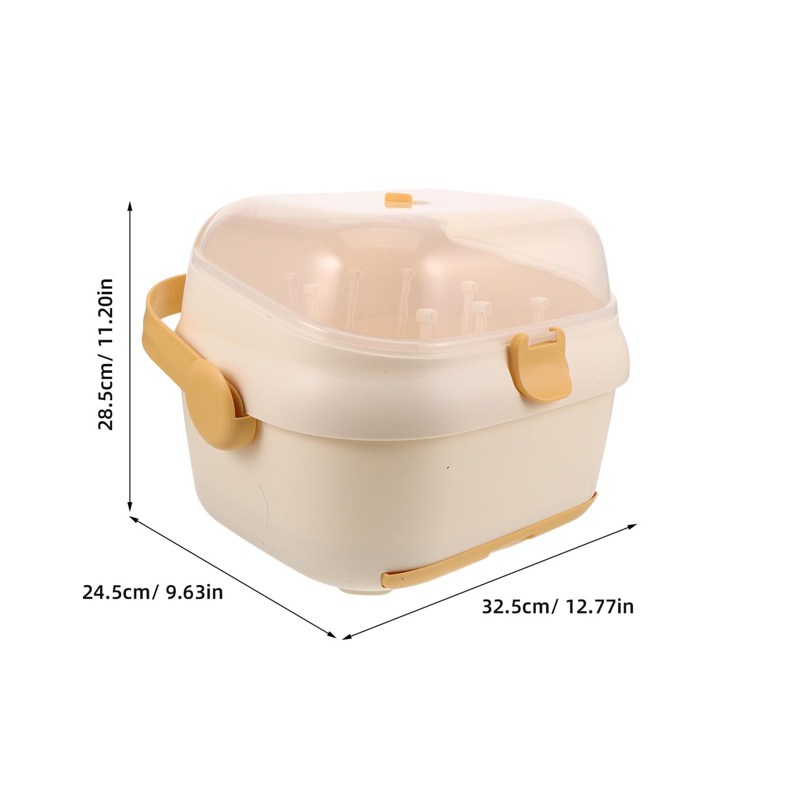 BESPORTBLE Boîte de Rangement et Égouttoir à Biberons Portable avec Couvercle Anti-Poussière, Grosse Capacité 32,3 X 28,4 X 24,4 CM, Couleur Jaune, pour Séchage et Organisation des