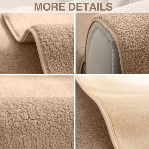 LINGKY Samt Sofabezug 1 2 3 4 Sitzer, L Form Sofaüberwurfe, Ecksofa Sofa überzug Pets Dog Couch überzug Anti-rutsch Sofaschutz, Ultra Weicher Sofaschoner (Kaffee, 70x150cm/Rechteckig)