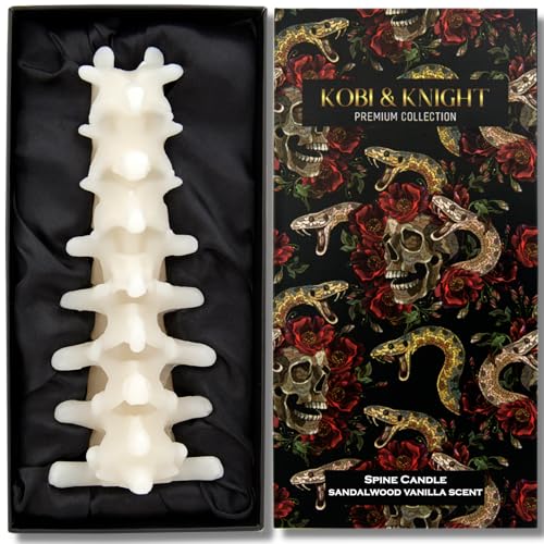 Kobi & Knight スパインキャンドル - サンダルウッドバニラの香りの不気味なキャンドル ゴシック装飾ギフト用 - アイボリー不気味な椎骨キャンドル - ハロウィンのゴス装飾（Amazon）