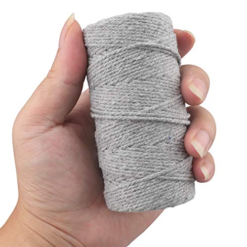 Image of jijAcraft Gray Twine String, 328 Feet Soft Cotton Butcher Twine String for Gift Wrapping, DIY Crafts, Cooking, Home Decoration String, Art Gardening, Package