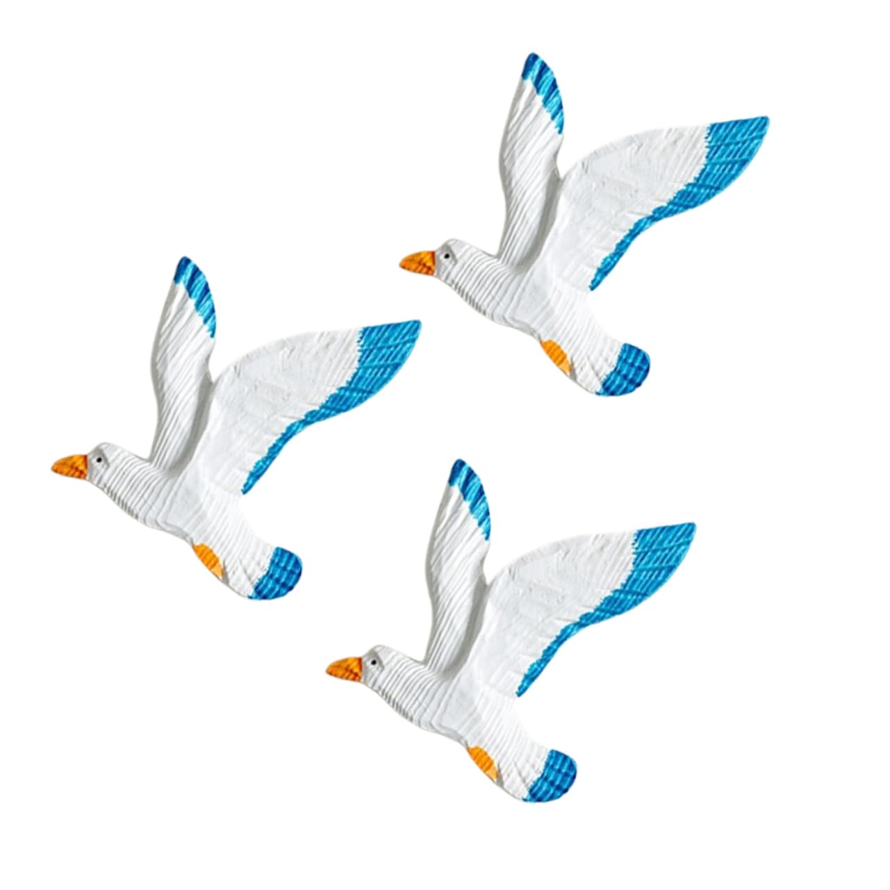 3pcs Mediterranean Seagull Wall Art – Wooden Coastal Bird Decor For Living Room, Bedroom & Dining Area