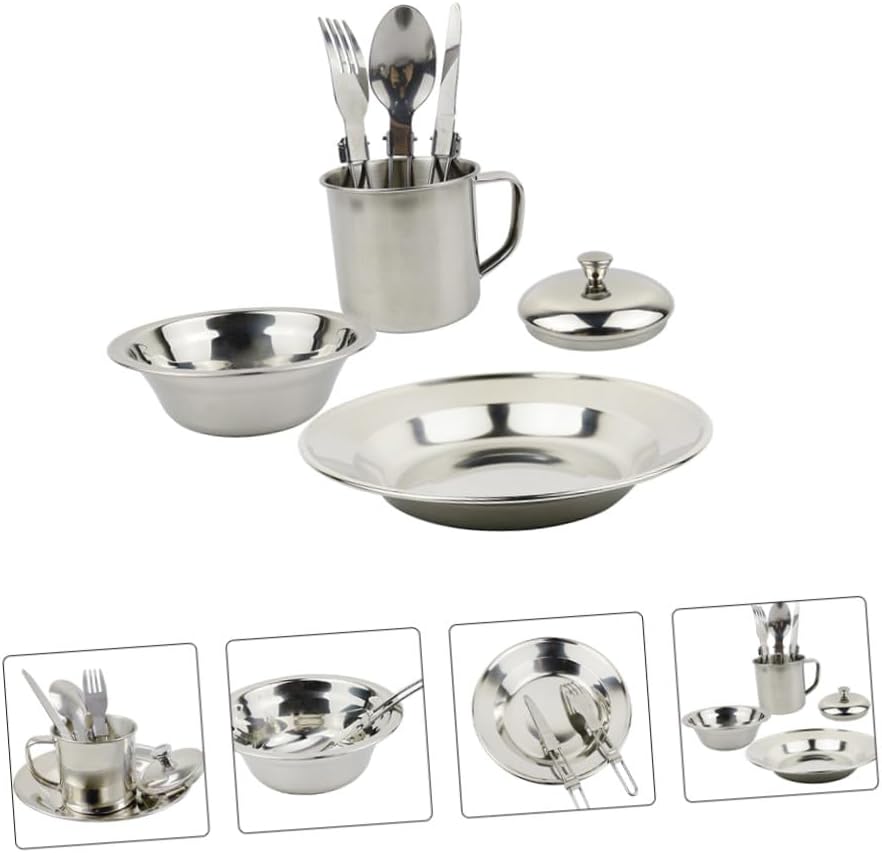 VICASKY 1set Camping Pot Pan Set Chuck Box Camp Kitchen Stainless Steel Cooking Set