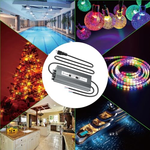 Image of Low Voltage Transformer 300W, IP67 Waterproof LED Power Supply Driver, AC 100-130V to DC 12V Quiet Converter Power Adapter for Indoor Outdoor LED Light Strip, Computer, Landscape Lighting Project