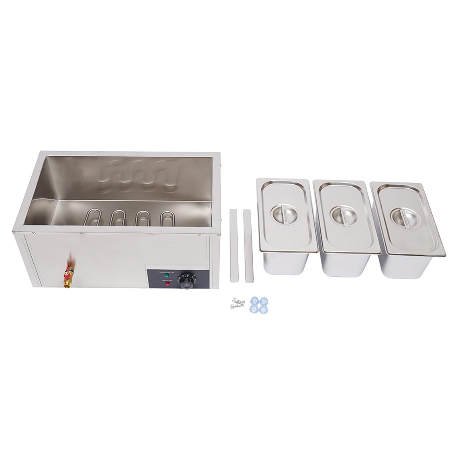 Riscaldatore per buffet, 850 W, elettrico con 3 contenitori per alimenti, in acciaio inox, utilizzabile come piastra riscaldante, per buffet, feste e cene in famiglia