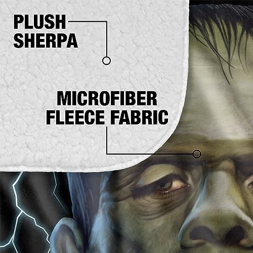 Logovision Universal Monsters Blanket, 50 Inchx60 Inch Frankenstein Head Silky Touch Sherpa Back Super Soft Throw Blanket thumb #3
