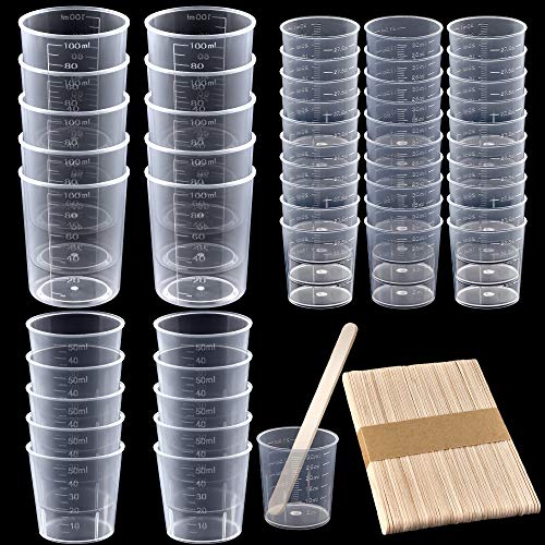 50 Vasos Medidores Plásticos Transparentes Coopay miniatura 1