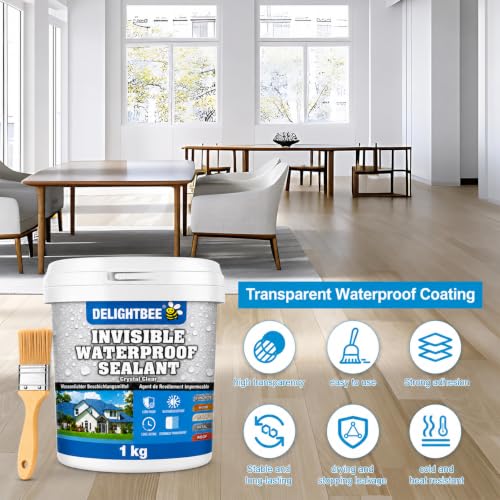 Image of 1Kg Waterproof Glue for Leakage Strong & Transparent Water Proof Glue Plus Brush Epoxy Resin for Water Proofing for Indoor & Outdoor Crack Seal Agent Roof Water Leakage Adhesive Sealant