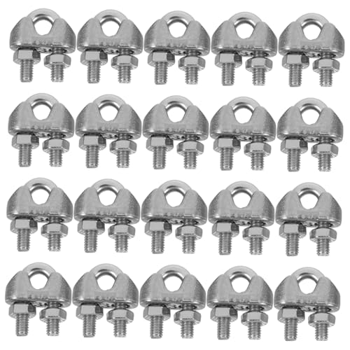 HOMOCONO 20pcs Stainless Steel Wire Rope Cable Fasteners M4 U Type Cable Clamp with Precision Engineering and Quick Installation for Emergency Rescue and Industrial Use