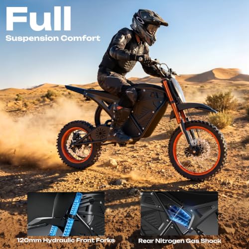 Image of Windone RM7 Pro Electric Dirt Bike for Teens & Adults, 45MPH, 1248WH | 4000W Electric Motorcycle, 14 inch /12 inch Off-Road Tire Ebike, Dual Hydraulic Brakes, Full Suspension, 3-Speed Modes