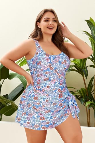 Elegant Modest Women Plus Size One Piece Swimdress Swimsuits Tummy Control Slimming Skirt Bathing Suits4