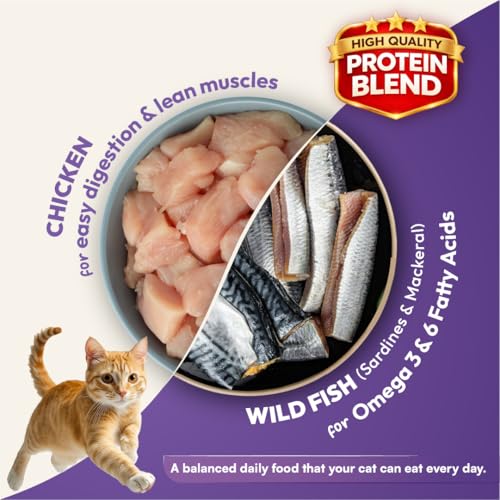 Image of DatGud Adult Dry Cat Food, 14 kg (7 kg + 7 kg Free), Chicken & Wild Fish with Antarctic Krill | Complete & Balanced Nutrition | Antioxidants for Immunity | Taurine for Heart & Vision | Easy to Digest