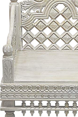 4er SET Orientalische Lounge Sitzecke aus Holz Imad weiß | Marokkanische Sitz-Gruppe Sofa 2 Sitzer Zwei Sessel und ein… – Bild 7