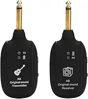 Pegar, Romacci Conjunto receptor transmissor de guitarra sem fio A8 UHF 730 mhz 50 m para guitarra elétrica baixo violino