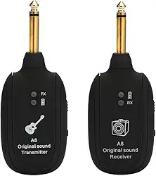 Pegar, Romacci Conjunto receptor transmissor de guitarra sem fio A8 UHF 730 mhz 50 m para guitarra elétrica baixo violino