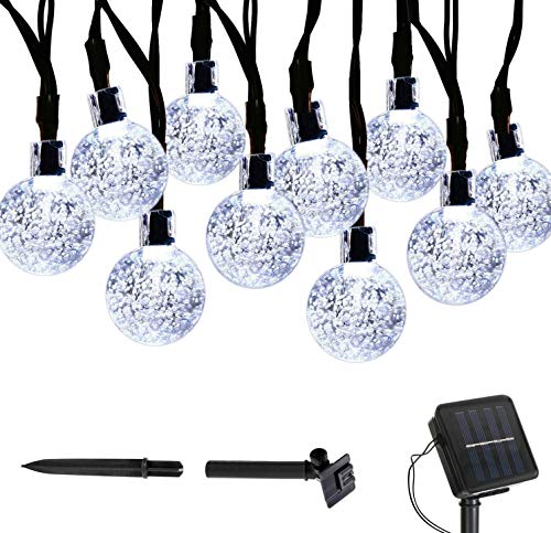 Solar String Lights, Vlio 30 LED Crystal Ball LED Fairy Lights, Waterproof Indoor Outdoor String Lights Xmas Lights, Decorative Lighting for Home, Garden, Party, Festival, Terrace, Patio (White)