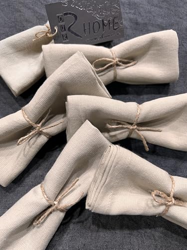 Image of R home Solid Cotton Table Napkins, Soft Cloth Napkins for Dining Table, Reusable & Washable, Ideal for Formal Dining, Cocktail Nights, Weddings, Home Bar & Table Decor (6, Beige)