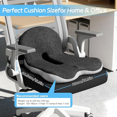 Image of Truck Driver Seat Cushion, Memory Foam L-Shaped Ergonomic Cushion for Office Chairs, Comfort & Support for Long Sitting