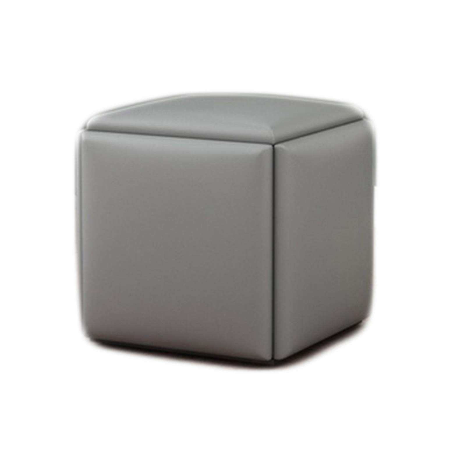 Tabouret carré en cuir gris pour dissimuler le désordre du salon et offrir un siège d'appoint cube