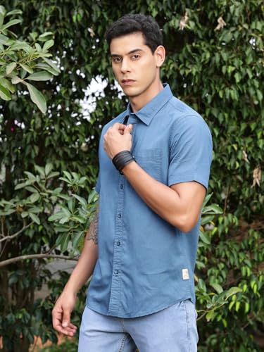 Image of Thomas Scott Men's | Solid | Half Sleeve | Regular Fit | Premium Irish Linen | Spread Collar | Casual Shirt