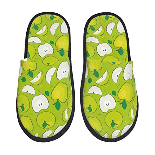 Green Fruit Print House Slippers For Women And Men,Soft Slippers With Memory Foam,Non-Slip Indoor Home Shoes