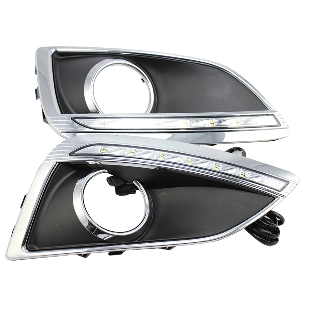 BAKUGO 2 Piezas LED Luz De Circulación Diurna Luz Antiniebla Luz Parachoques Delantero DRL Luz De Señal De Vuelta para Hyundai IX35 2010 2011 2012-White