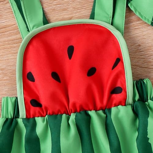Baby Girl Boy Fruit Romper Summer Clothes Watermelon/Pineapple Square Neck Sleeveless Onesie Overalls with Hat 2 Piece4