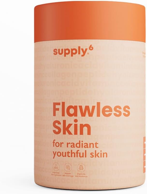 Supply6 Flawless Skin Collagen Gummies for Women and Men - 60 Gummy Pack | Hyaluronic Acid & Vitamin C Collagen Gummies | Skin Hydration, Glowing Skin, Elasticity & Fine Lines