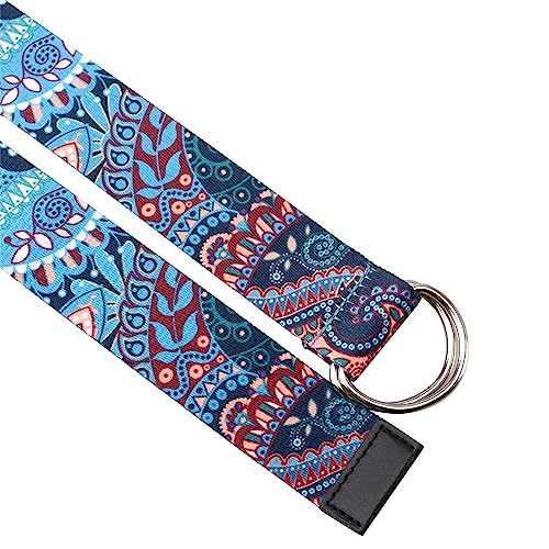 Women's Web Belt with Double D-ring Buckles 1.5" Wide Vintage Coloful Printed Adjustable Casual Jeans Belts3