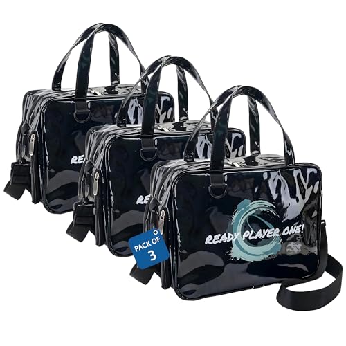 Image of Kuber Industries Pack of 3 Stylish Cosmetic /Makeup Organizer Bag with Zip & Sling Strap | Makeup & Toiletry Travel Kit for Women | Vanity Case with Extra Side Compartment | YJ-33-BLK | Black