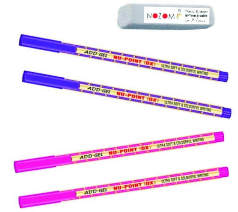 NOZOMI Bright Fine Liners for medical drawings (Hematoxylin and Eosin) Approved by most MEDICAL COUNSILS (Value Pack of 2 fine liners of Violet and 2 Lilac color with 1 Pc. Ink Eraser-image-38