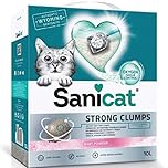Sanicat Strong Clump Natural Ultra Clumping Cat Litter, Dust-free Deodorizer, Pleasant Fresh Scent Of Babypowder 10L