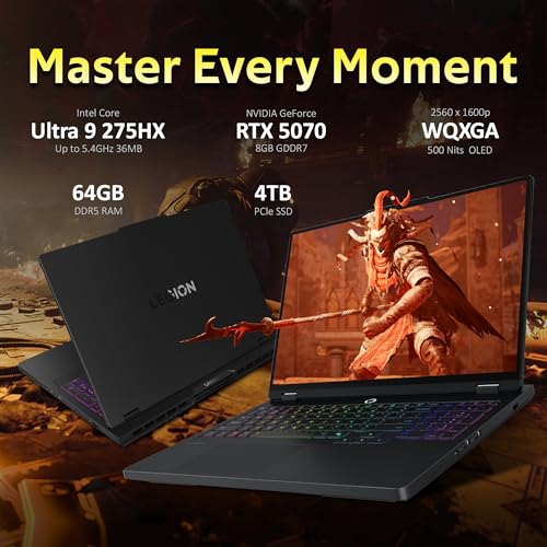 Legion Pro 5 16" WQXGA 165Hz Gaming Laptop, Intel Ultra 9 275HX, 64GB RAM, 5TB di storage (4TB SSD + 1TB set docking station), GeForce RTX 5070, tastiera retroilluminata RGB a 24 zone, WiFi 7 - Notebook - Immagine 2