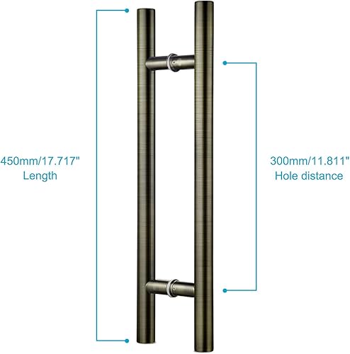 Miniatura 2 de TOGU TG-6012 - Manijas de puerta de 17.7 pulgadas con separadores sólidos, hechas de acero inoxidable SUS 304, tiradores de puerta delantera de alta